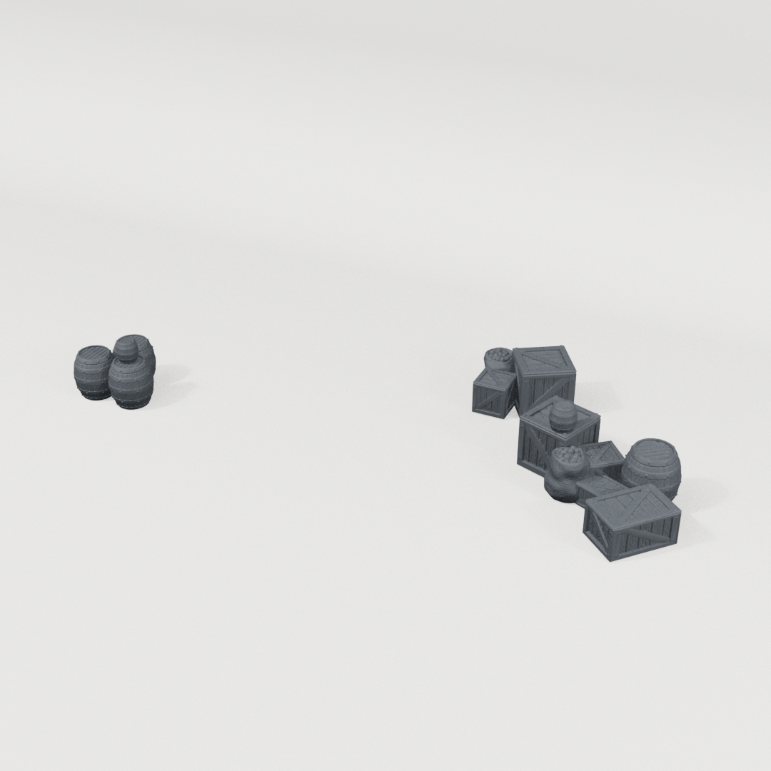 Provisions Cache, rear CAD view showing the included terrain pieces