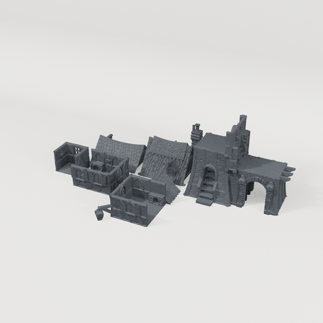 Westwatch Bastion, rear CAD view showing the included terrain pieces