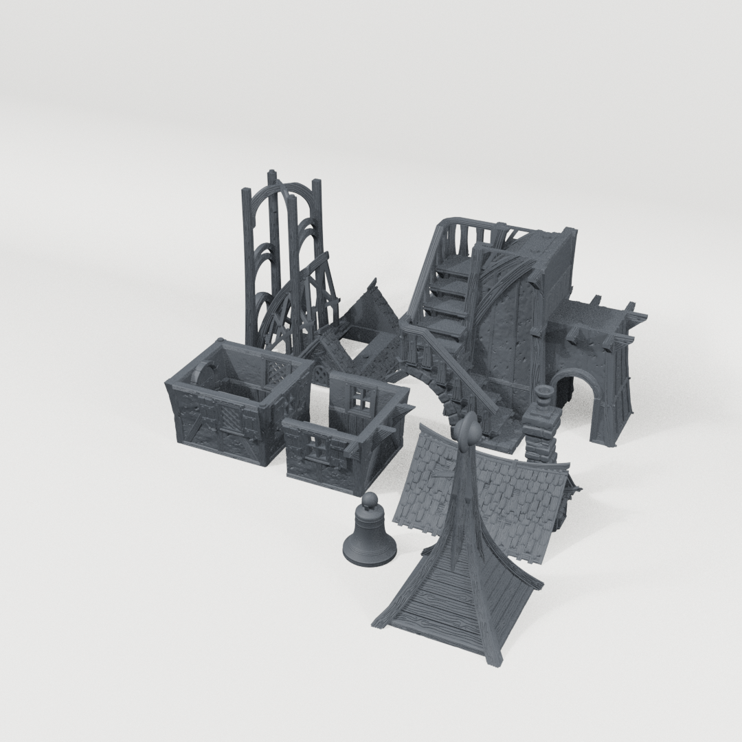 The Vestry House, rear CAD view showing the included terrain pieces