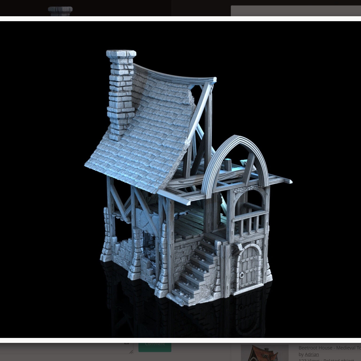 Beetroot House In Ruins - 28mm DND/Wargame/RPG Terrain image 0