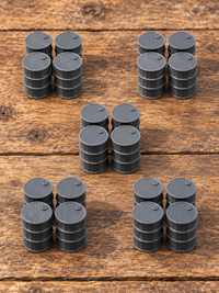Supplementary product photo for 20x Barrels 28mm DND Scatter Terrain | Tabletop Wargaming Scenery for Warhammer, Frostgrave & RPG | 3D Printed in unpainted charcoal grey PLA