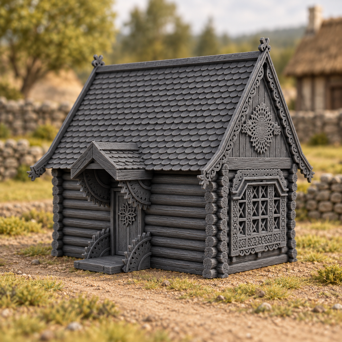 Supplementary product photo for Andriy's House 28mm DND Terrain | Tabletop Wargaming Scenery for Warhammer, Frostgrave & RPG | Unpainted 3D Printed in unpainted charcoal grey PLA