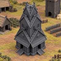 Supplementary product photo for Barracks - 28mm Tabletop Terrain for Epic Adventures in unpainted charcoal grey PLA