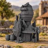 Supplementary product photo for Beer Brewery 28mm DND Terrain | Tabletop Wargaming Scenery for Warhammer, Frostgrave & RPG | Unpainted 3D Printed in unpainted charcoal grey PLA