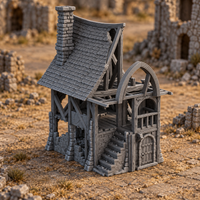 Supplementary product photo for Beetroot House In Ruins 28mm DND Terrain | Tabletop Wargaming Scenery for Mordheim, Frostgrave & RPG | 3D Printed in unpainted charcoal grey PLA