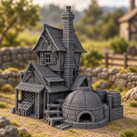 Supplementary product photo for Blackthorn Distillery 28mm DND Terrain | Tabletop Wargaming Scenery for Warhammer, Frostgrave & RPG | 3D Printed in unpainted charcoal grey PLA