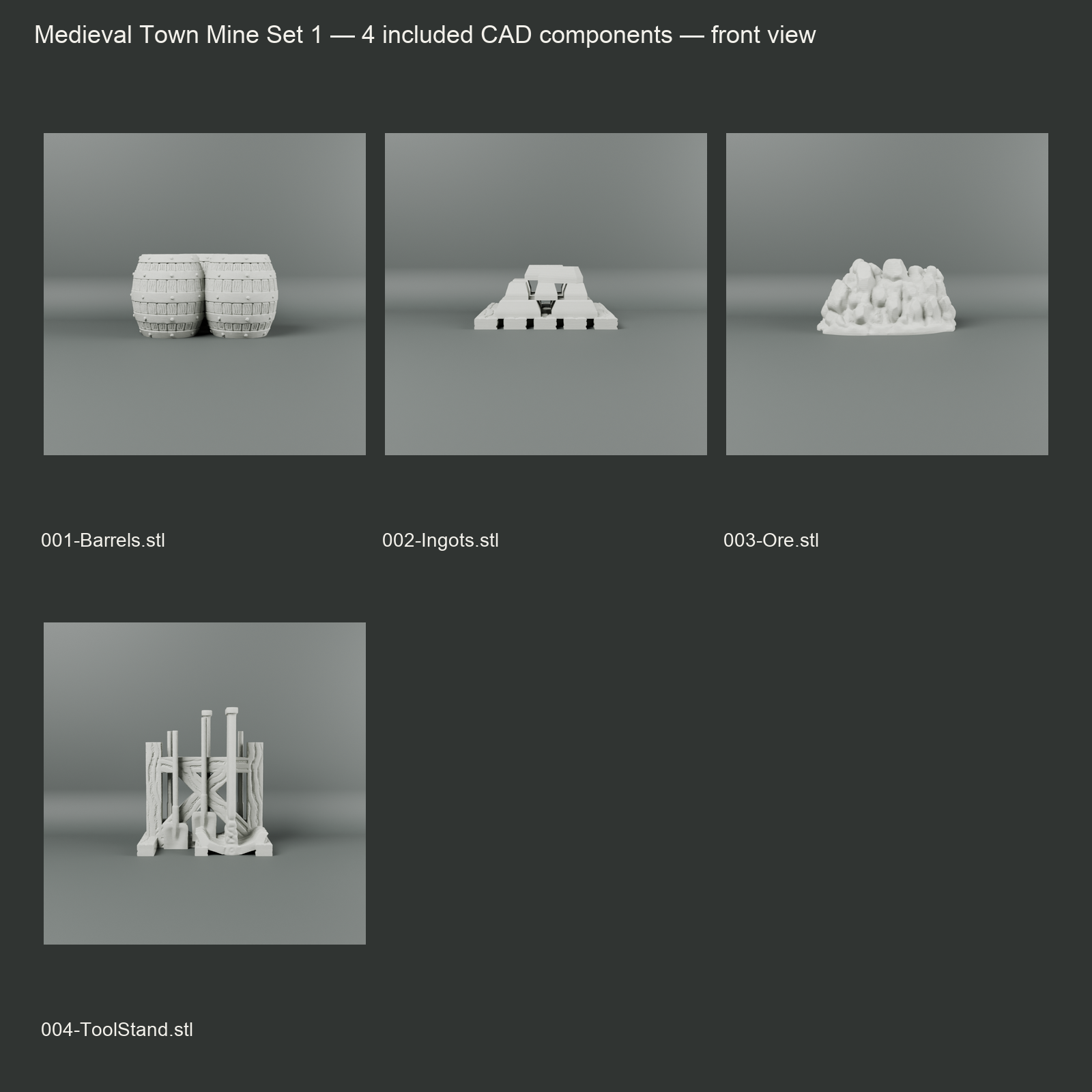 Medieval Town Mine Set 1 component alternate views