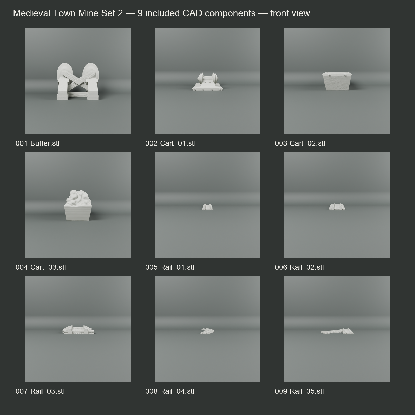 Medieval Town Mine Set 2 component alternate views