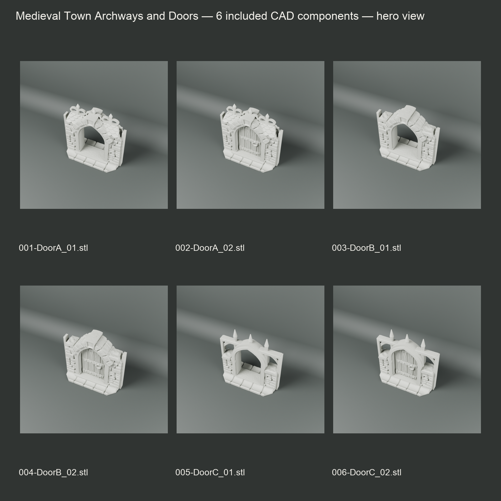 Medieval Town Archways and Doors included 3D printed components
