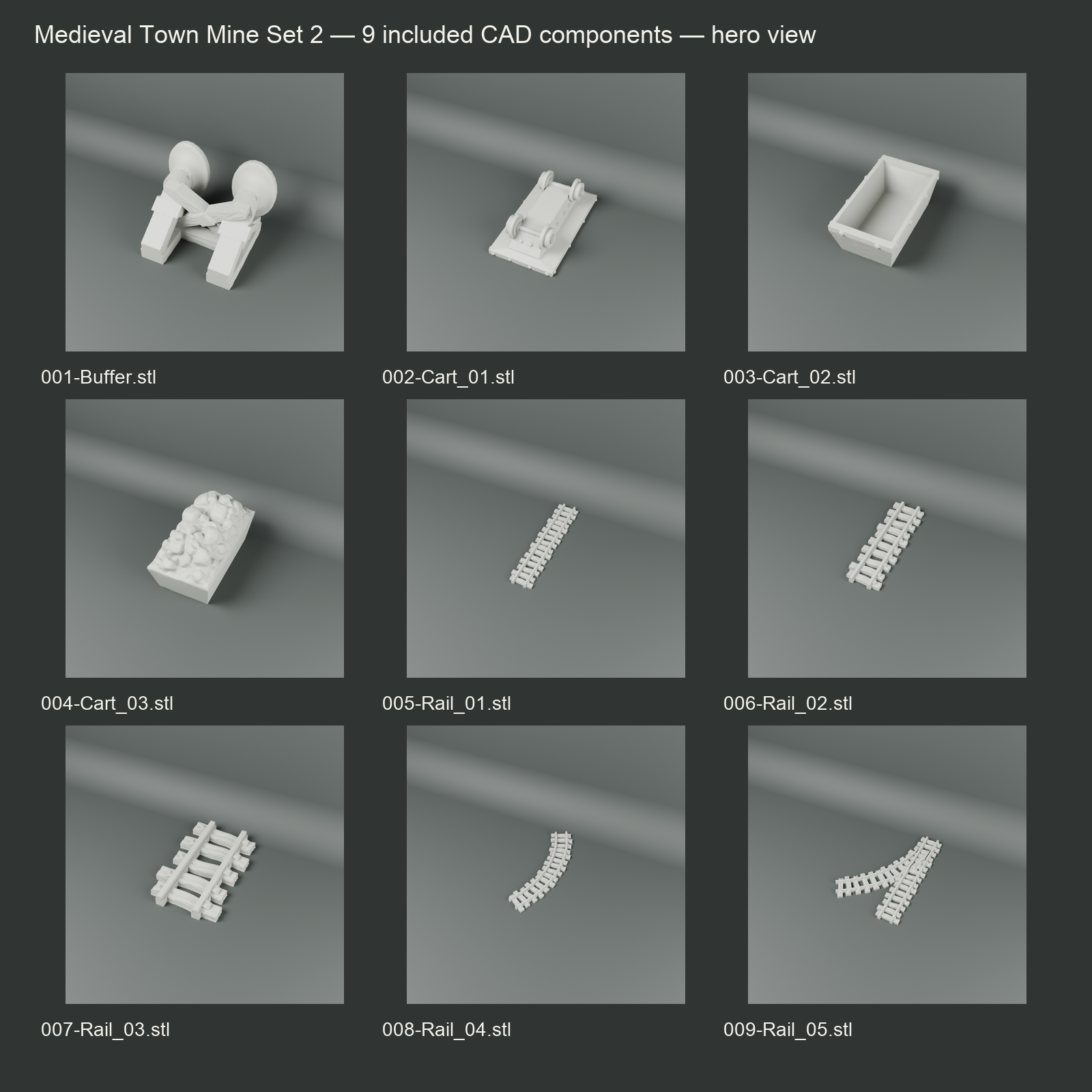 Medieval Town Mine Set 2 included 3D printed components