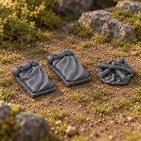 Supplementary product photo for Camping Set 28mm DND Scatter Terrain | Tabletop Wargaming Scenery for Warhammer, Frostgrave & RPG | Unpainted 3D Printed in unpainted charcoal grey PLA