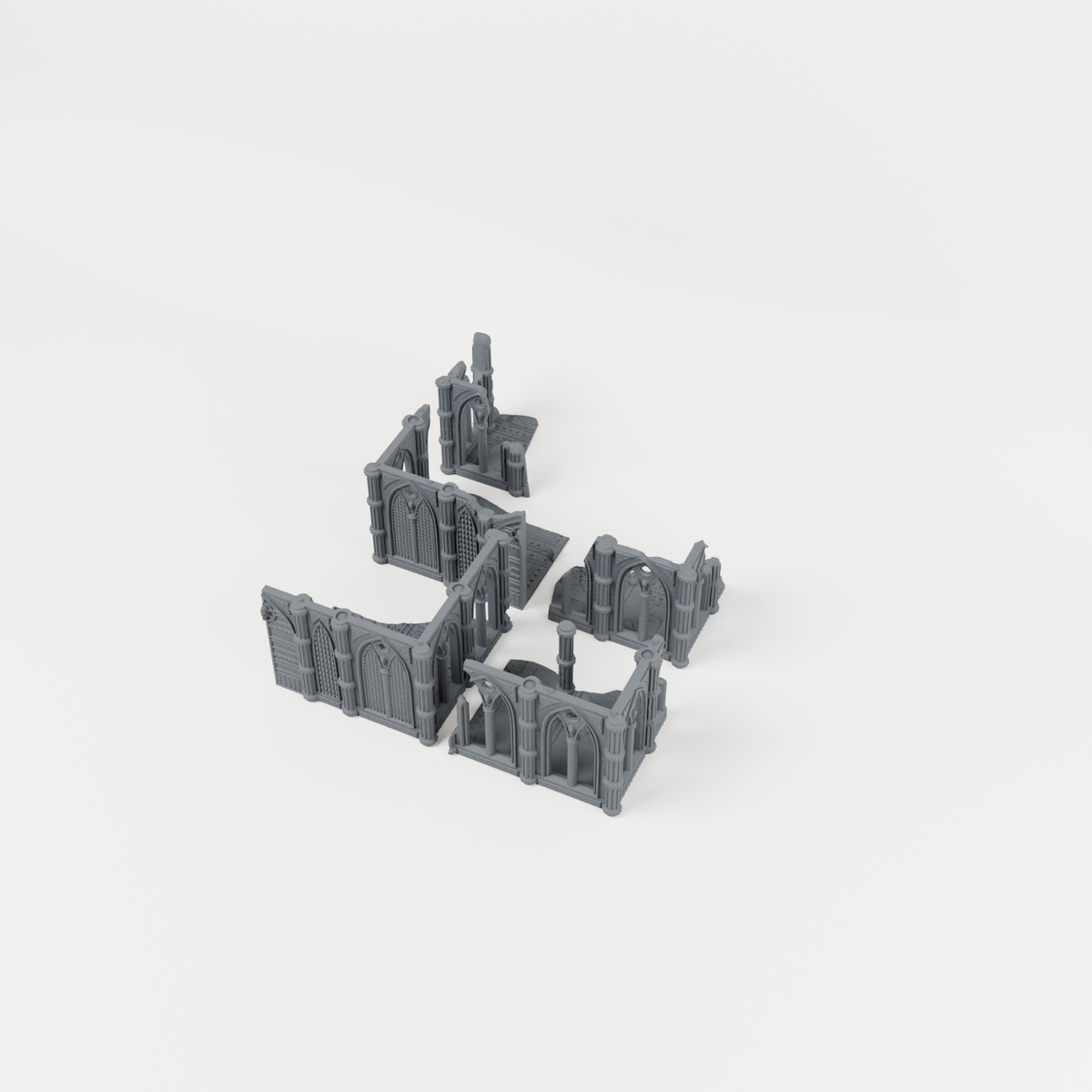 Gothic Cathedral 01 unpainted 28mm tabletop terrain, supplied as separate printed parts