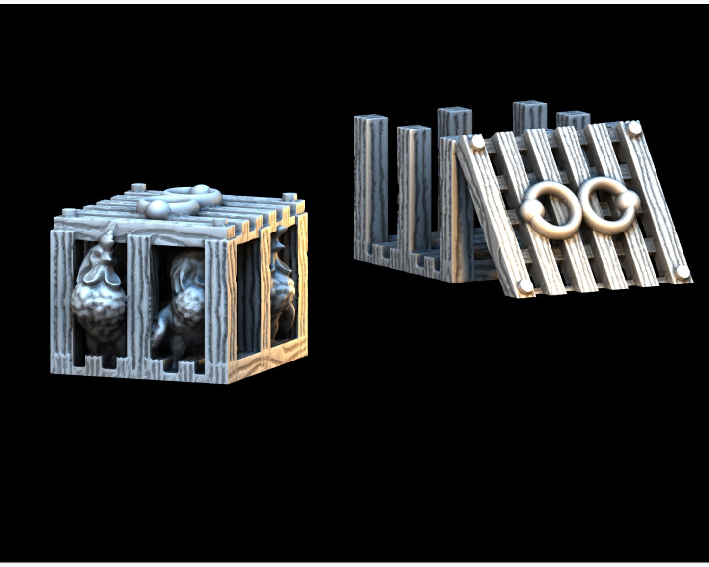 Chicken Cages 4pc - 28mm Terrain for D&D and Wargaming - Molten Prints