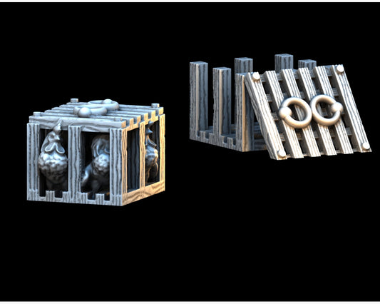 Chicken Cages 4pc - 28mm Terrain for D&D and Wargaming - Molten Prints