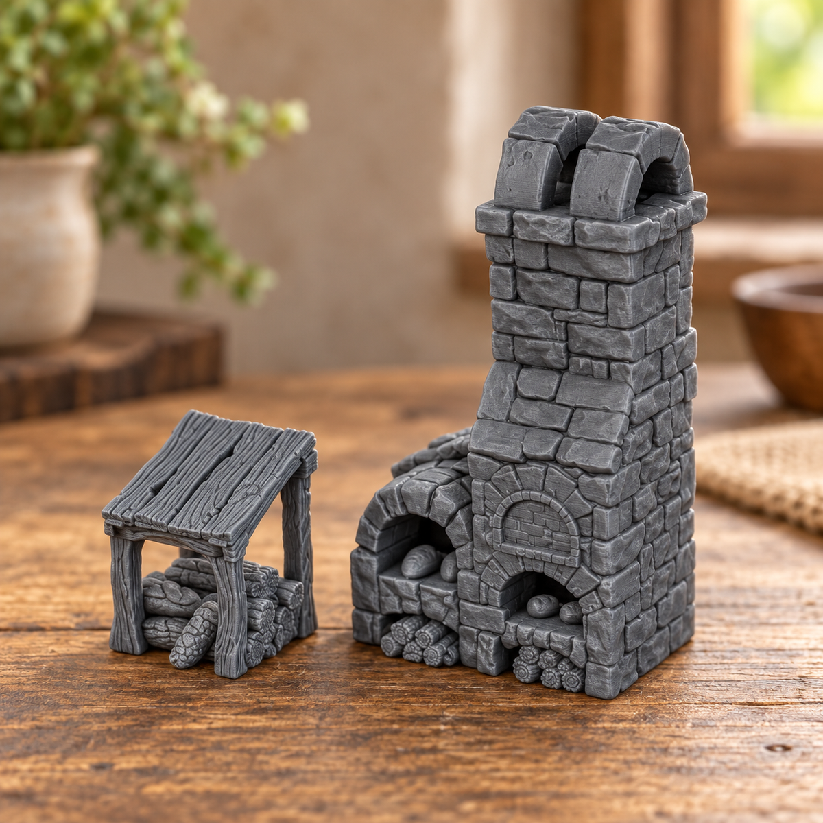 Supplementary product photo for Bakery 28mm DND Terrain | Tabletop Wargaming Scenery for Warhammer, Frostgrave & RPG | Unpainted 3D Printed in unpainted charcoal grey PLA
