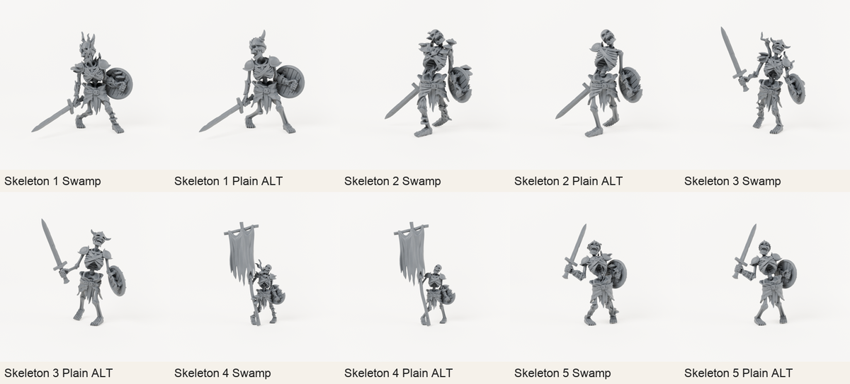 Swamp Skeletons unpainted resin miniature selection