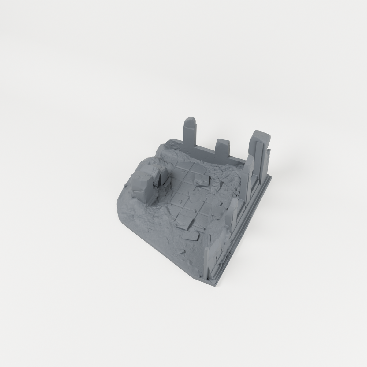 Battlefield Ruin 02 unpainted 28mm tabletop terrain, supplied as separate printed parts
