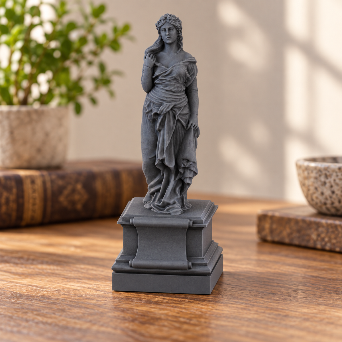 Supplementary product photo for Daughter of Spring Statue 28mm DND Scatter Terrain | Tabletop Wargaming Scenery for Warhammer & RPG | 3D Printed in unpainted charcoal grey PLA