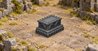 Supplementary product photo for Dwarven Sarcophagus 28mm DND Scatter Terrain | Tabletop Wargaming Scenery for Warhammer & RPG | 3D Printed in unpainted charcoal grey PLA