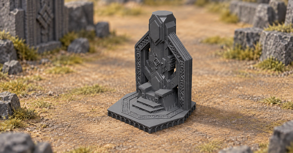 Supplementary product photo for Dwarven Throne 28mm DND Scatter Terrain Set B | Tabletop Wargaming Scenery for Warhammer & RPG | 3D Printed in unpainted charcoal grey PLA