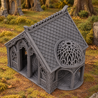 Supplementary product photo for Elven Home 28mm DND Terrain | Tabletop Wargaming Scenery for Warhammer, Frostgrave & RPG | Unpainted 3D Printed in unpainted charcoal grey PLA