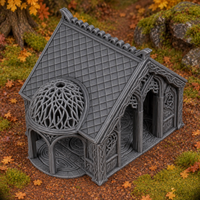 Supplementary product photo for Elven Home 28mm DND Terrain | Tabletop Wargaming Scenery for Warhammer, Frostgrave & RPG | Unpainted 3D Printed in unpainted charcoal grey PLA