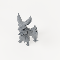 Female Fox Folk 4 sculpt in charcoal-grey resin, unpainted.