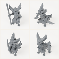 All four Female Fox Folk sculpts in charcoal-grey studio renders.