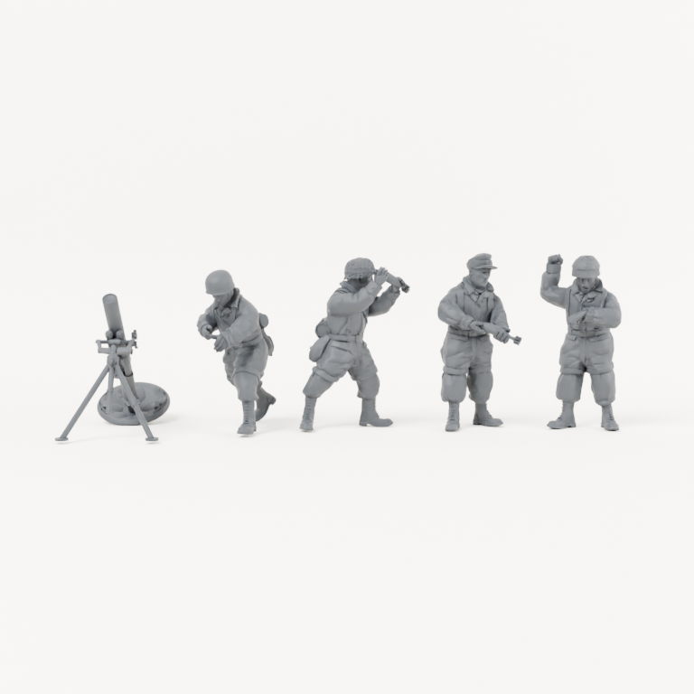 Iron Advance Heavy Mortar Team complete kit, supplied unpainted. SKU IROADV-S2MH-MOL.