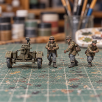 Iron Advance Anti-Aircraft Gun Team. Painted display example. Supplied unpainted. Background items not included.
