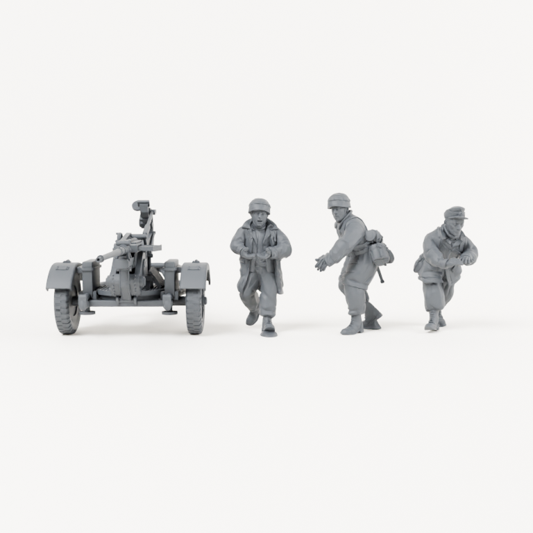 Iron Advance Anti-Aircraft Gun Team. Complete kit, supplied unpainted. SKU IROADV-2OIH-MOL.