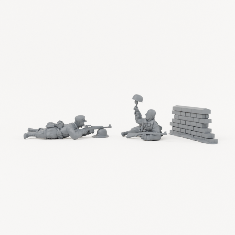 Iron Advance Rifle Sniper Team complete kit, supplied unpainted. SKU IROADV-NI4H-MOL.