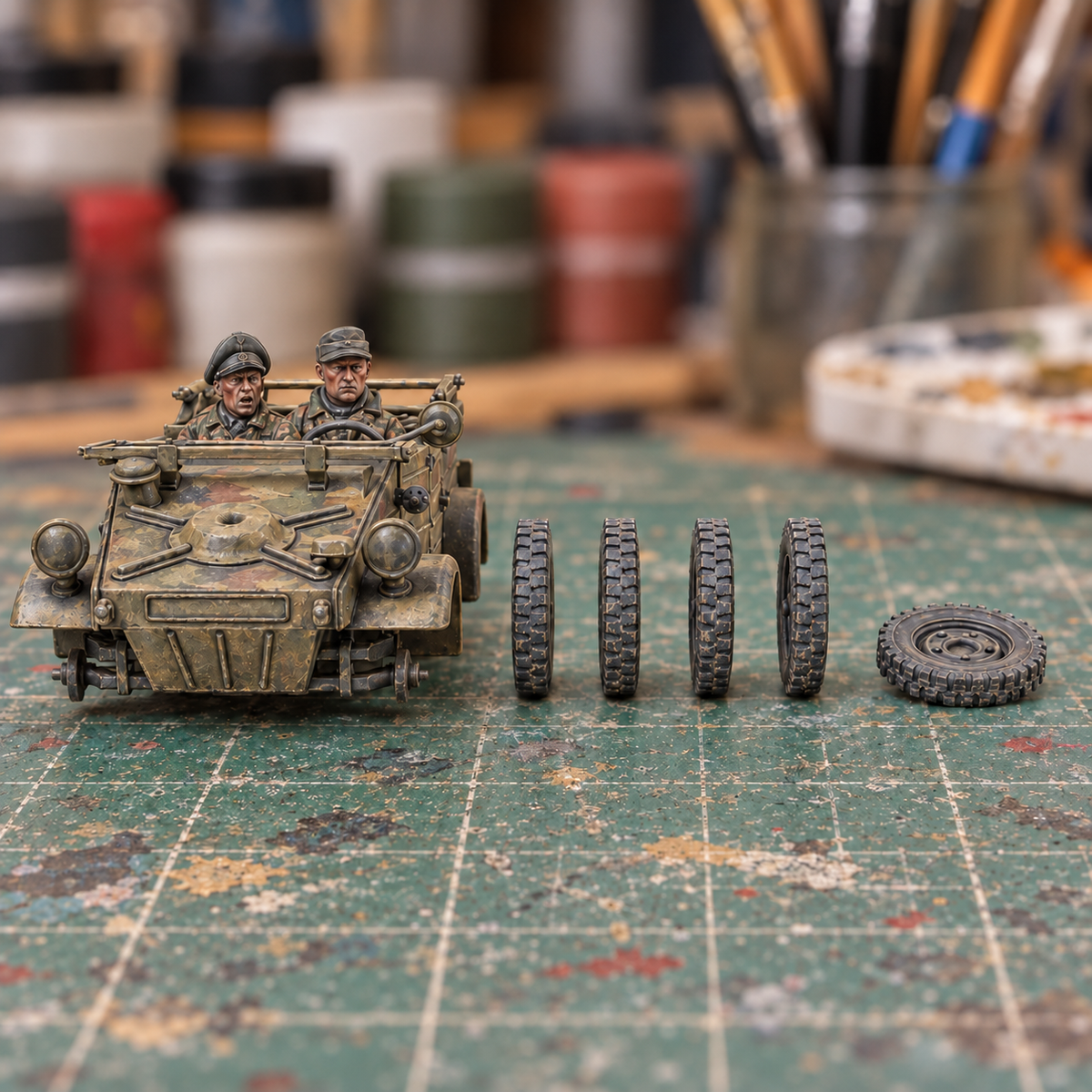 Iron Advance Light Staff Car. Painted display example. Supplied unpainted. Background items not included.