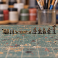 Iron Advance Anti-Tank Gun Team. Painted display example. Supplied unpainted. Background items not included.
