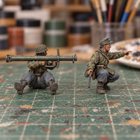 Iron Advance Anti-Tank Team. Slapchop-painted display example. Supplied unpainted. Background items not included.