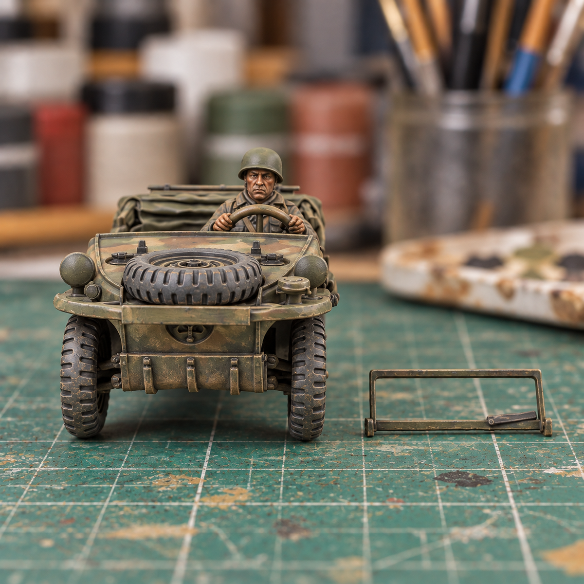 Iron Advance Amphibious Staff Car. Painted display example. Supplied unpainted. Background items not included.