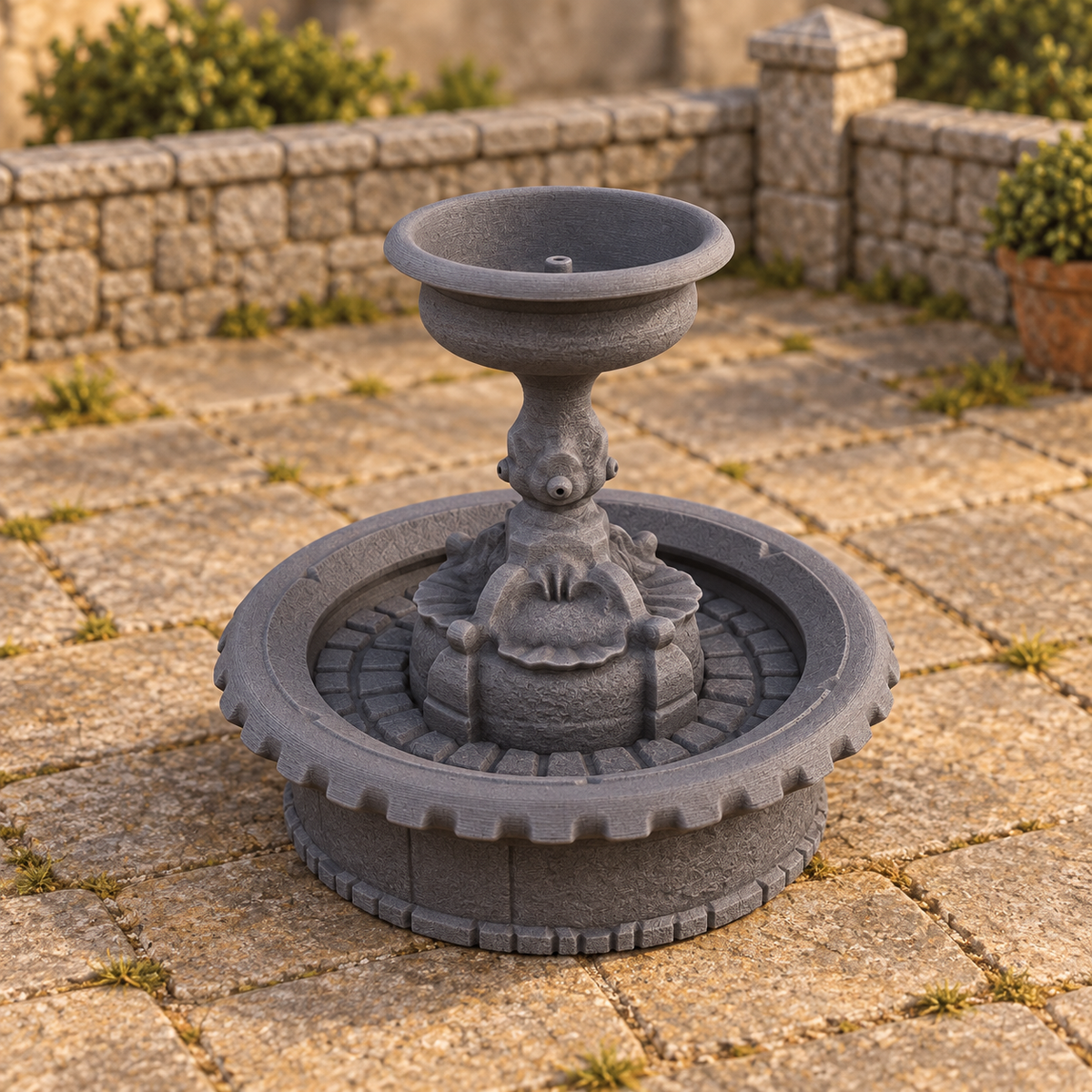 Supplementary product photo for Fountain 28mm DND Terrain | Tabletop Wargaming Scatter Scenery for Warhammer, Frostgrave & RPG | Unpainted 3D Printed in unpainted charcoal grey PLA