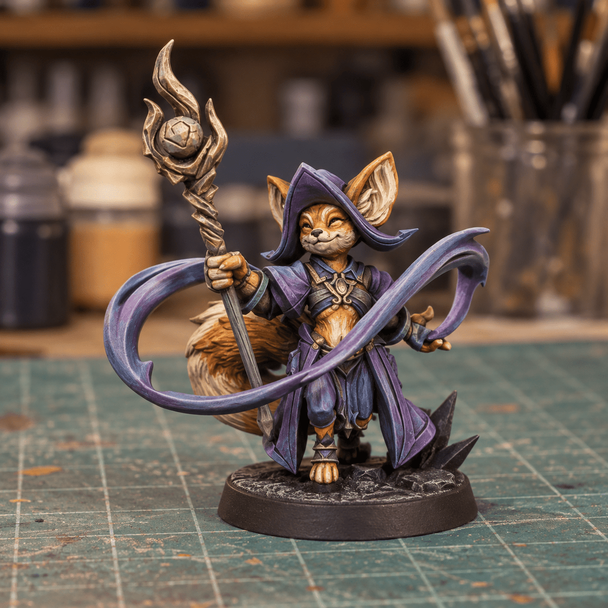 Foxfolk Wizard Unpainted Fantasy Miniature for 28mm & 32mm Games - Molten Prints