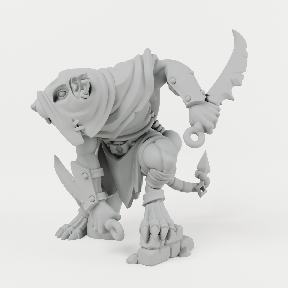 Master Sprinter unpainted grey resin miniature, front view.