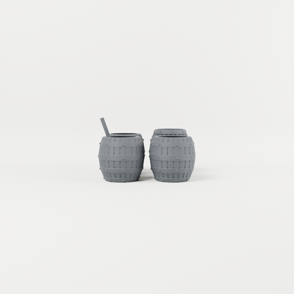 Farmhouse Dairy Barrels – 28mm Fantasy Tabletop Terrain exact included pieces, CAD view 2