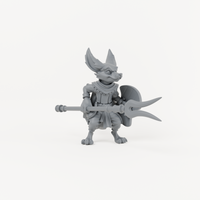 Unpainted grey resin Male Fox Folk 1 miniature, individual variant.