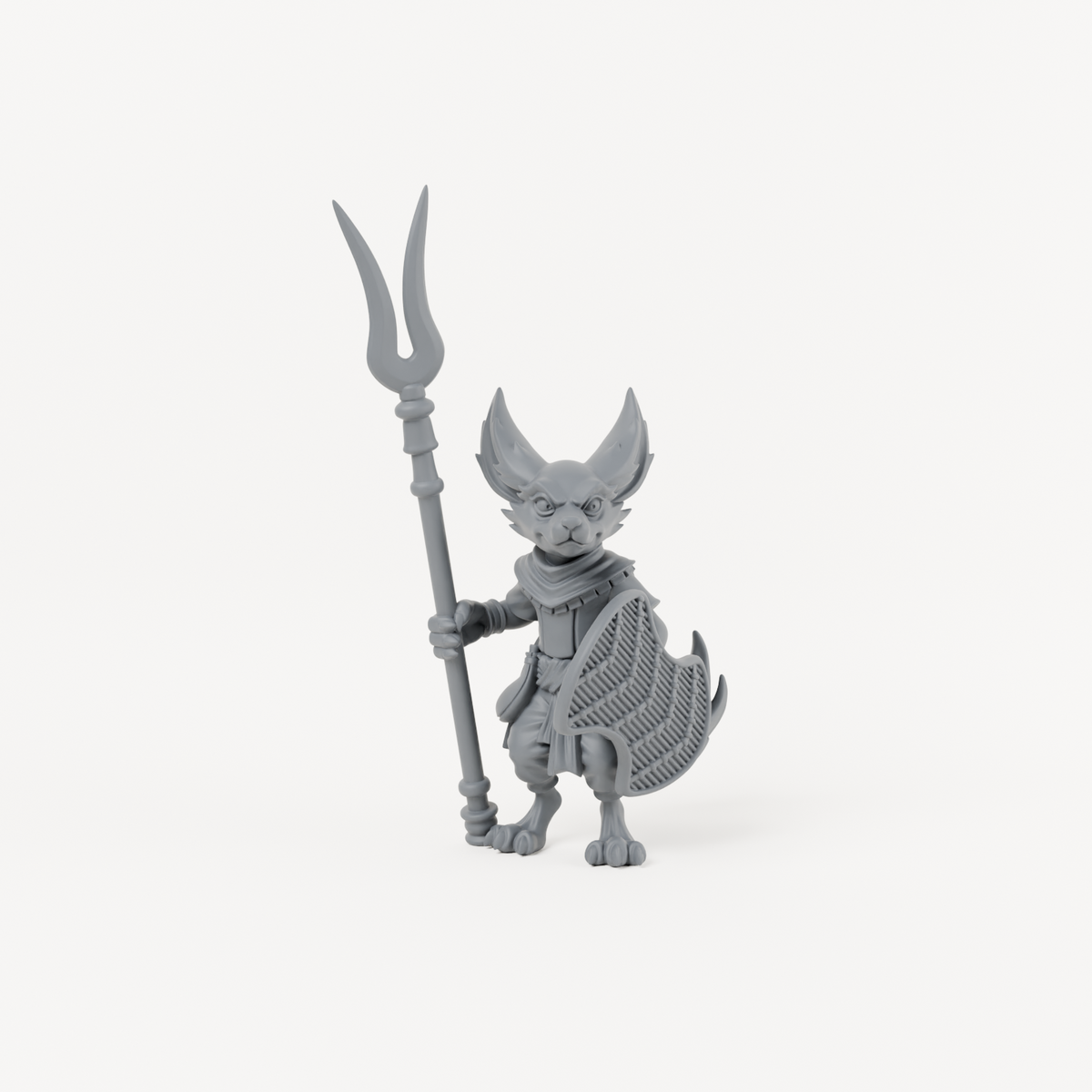Unpainted grey resin Male Fox Folk 2 miniature, individual variant.