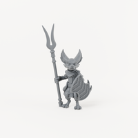 Unpainted grey resin Male Fox Folk 2 miniature, individual variant.