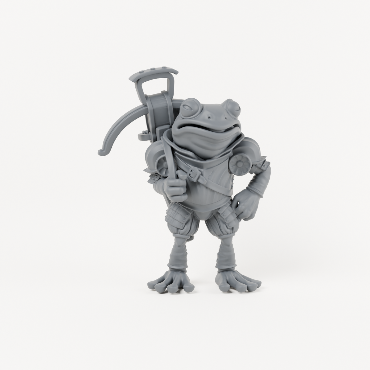 Unpainted grey resin Frog Arbalest 3 ALT miniature, individual variant.
