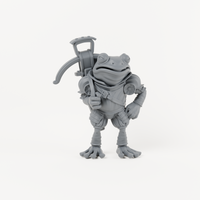 Unpainted grey resin Frog Arbalest 3 ALT miniature, individual variant.