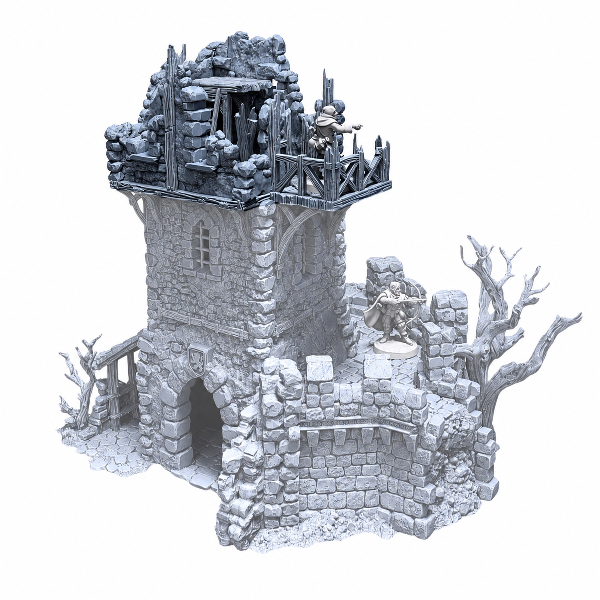 Black Lions Bastion Tower - Ruined Floor Add-On assembled 28mm tabletop terrain