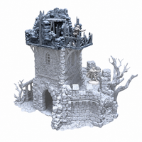 Black Lions Bastion Tower - Ruined Floor Add-On assembled 28mm tabletop terrain