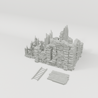 Black Lions Bastion Tower - Ruined Floor Add-On 28mm terrain component breakdown angle one