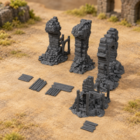 Supplementary product photo for Aqueduct Ruins – 28mm Fantasy Tabletop Terrain, Unpainted in unpainted charcoal grey PLA