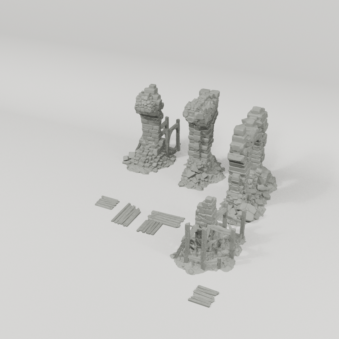 Aqueduct Ruins 28mm terrain component breakdown angle one